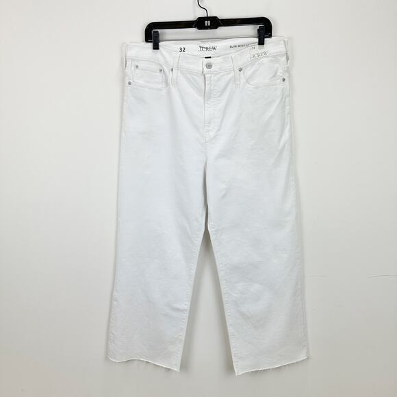 J.Crew Slim Wide Leg Jean White High Waisted Classic Stretch Denim US 32 NWT - Picture 5 of 12
